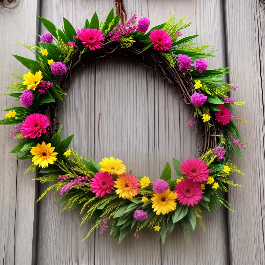 Fotos guirlanda floral porta madeira primavera Fotos guirlanda floral porta madeira primavera