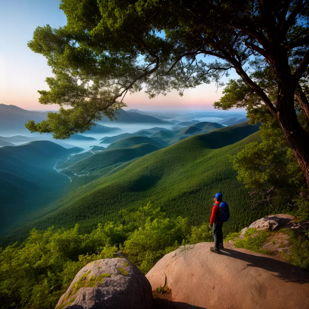 Fotos aventureiro montanha acampamento paisagem por do sol