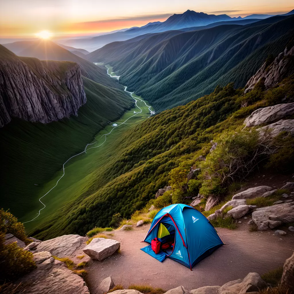 Fotos acampamento solitario por do sol aventura