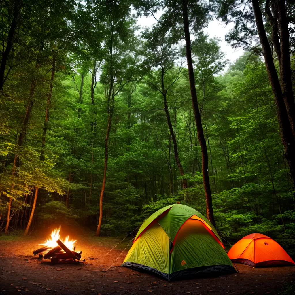Fotos acampamento floresta flecha fogueira por do sol
