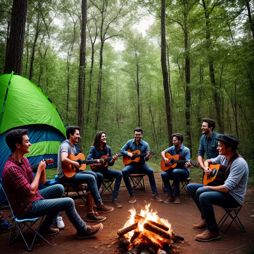 Fotos amigos fogueira musica natureza camping