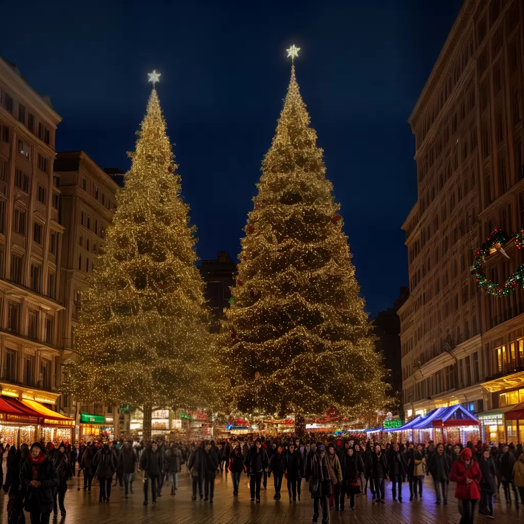 Fotos arvore natal cidade luzes multidao Fotos arvore natal cidade luzes multidao