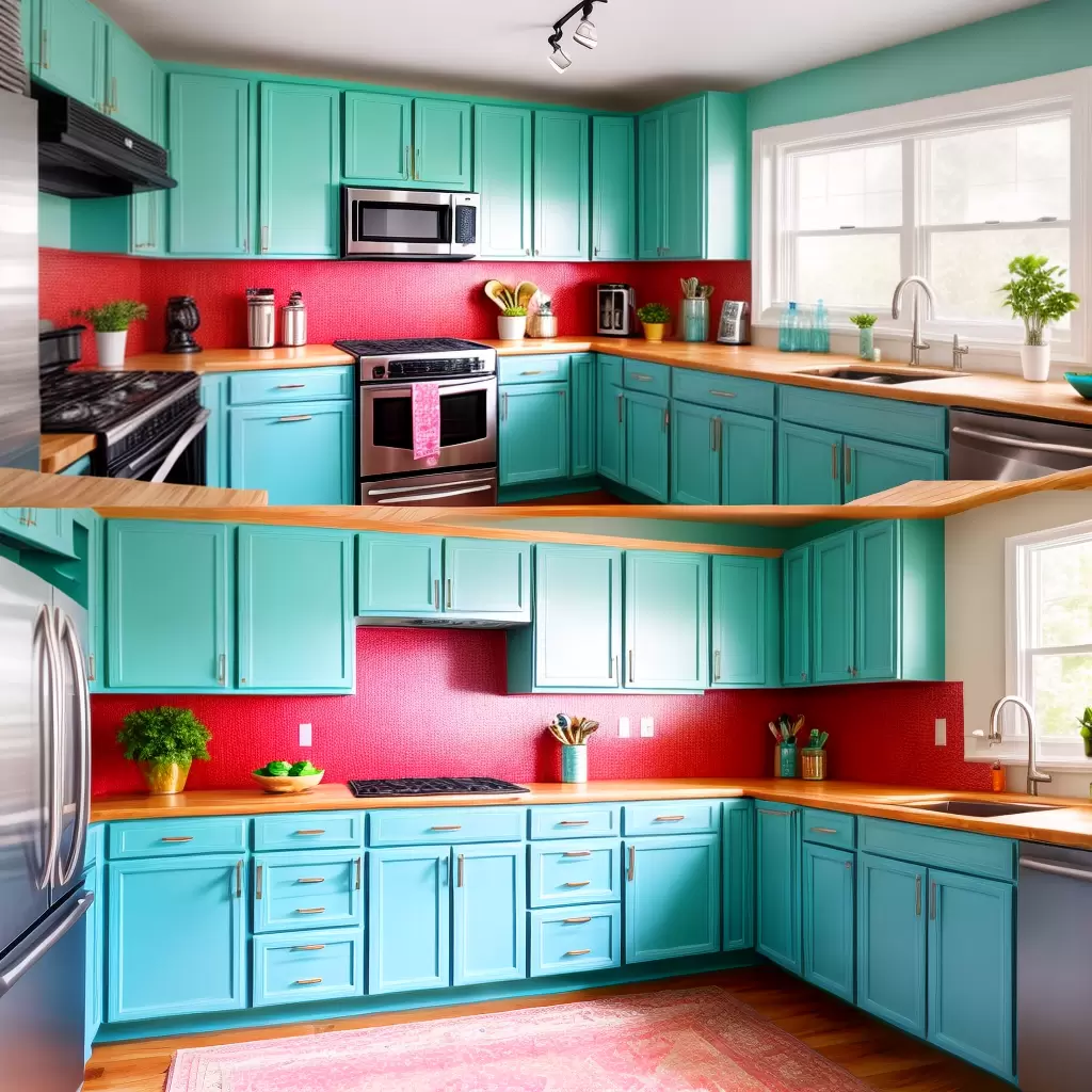 Fotos cozinha colorida turquesa amarelo vermelho