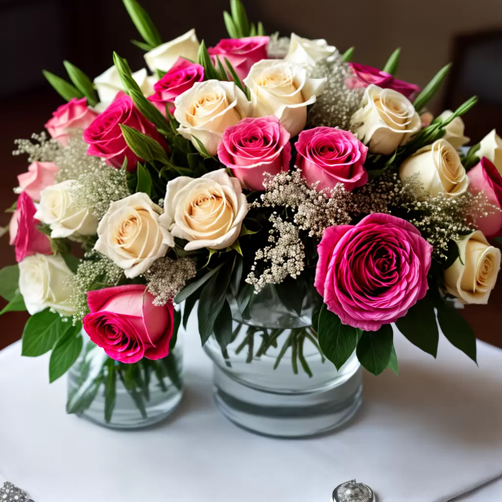 Fotos arranjo rosas prata velas bodas