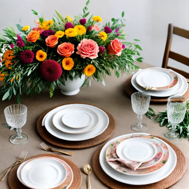 mesa floral colorida louca