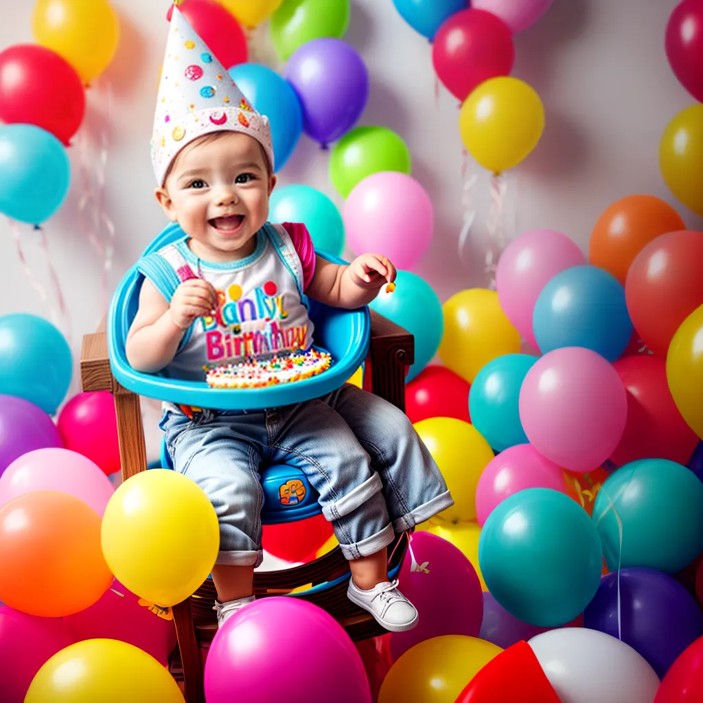 bebe feliz cadeira alta bolo festa