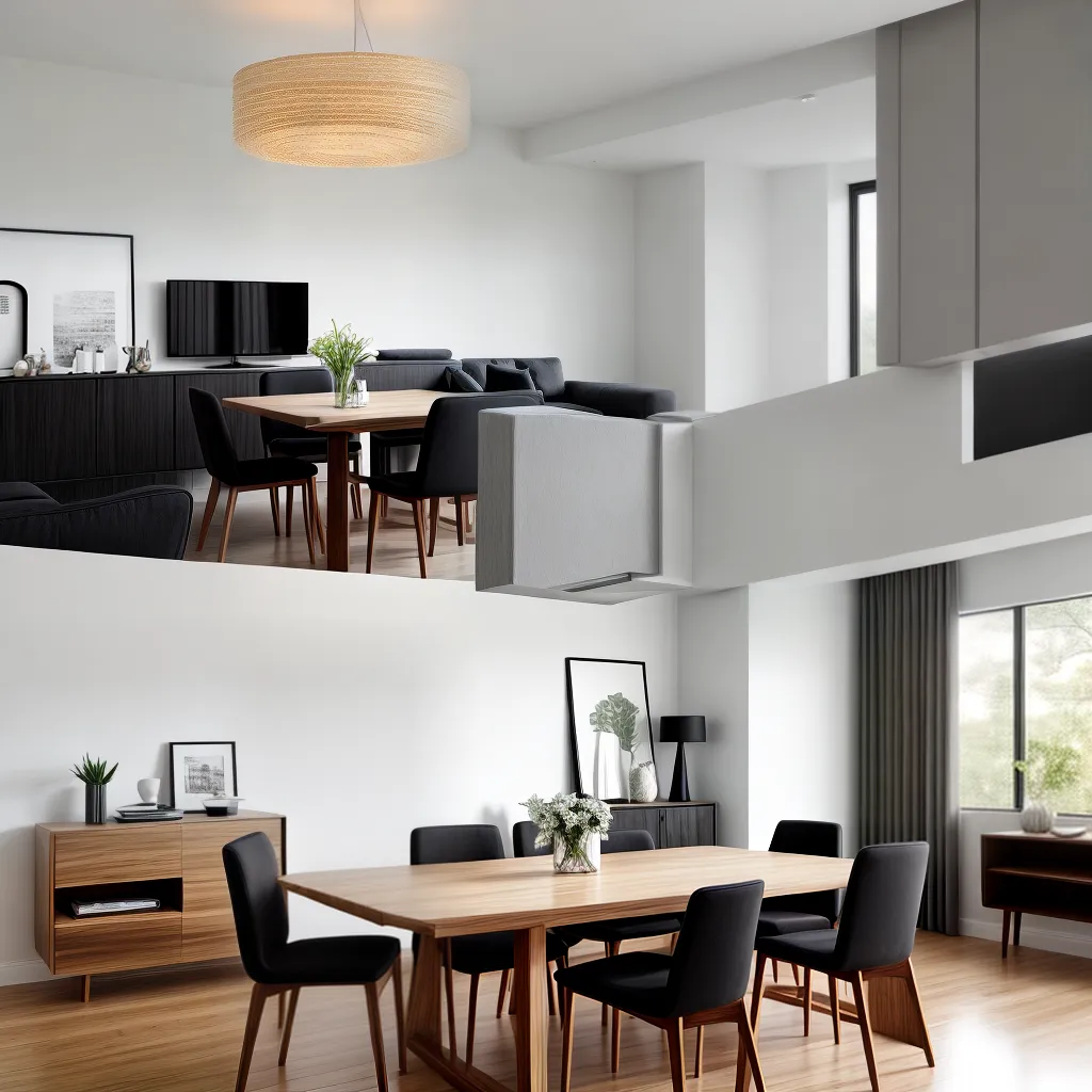 sala jantar moderna cadeiras preto branco