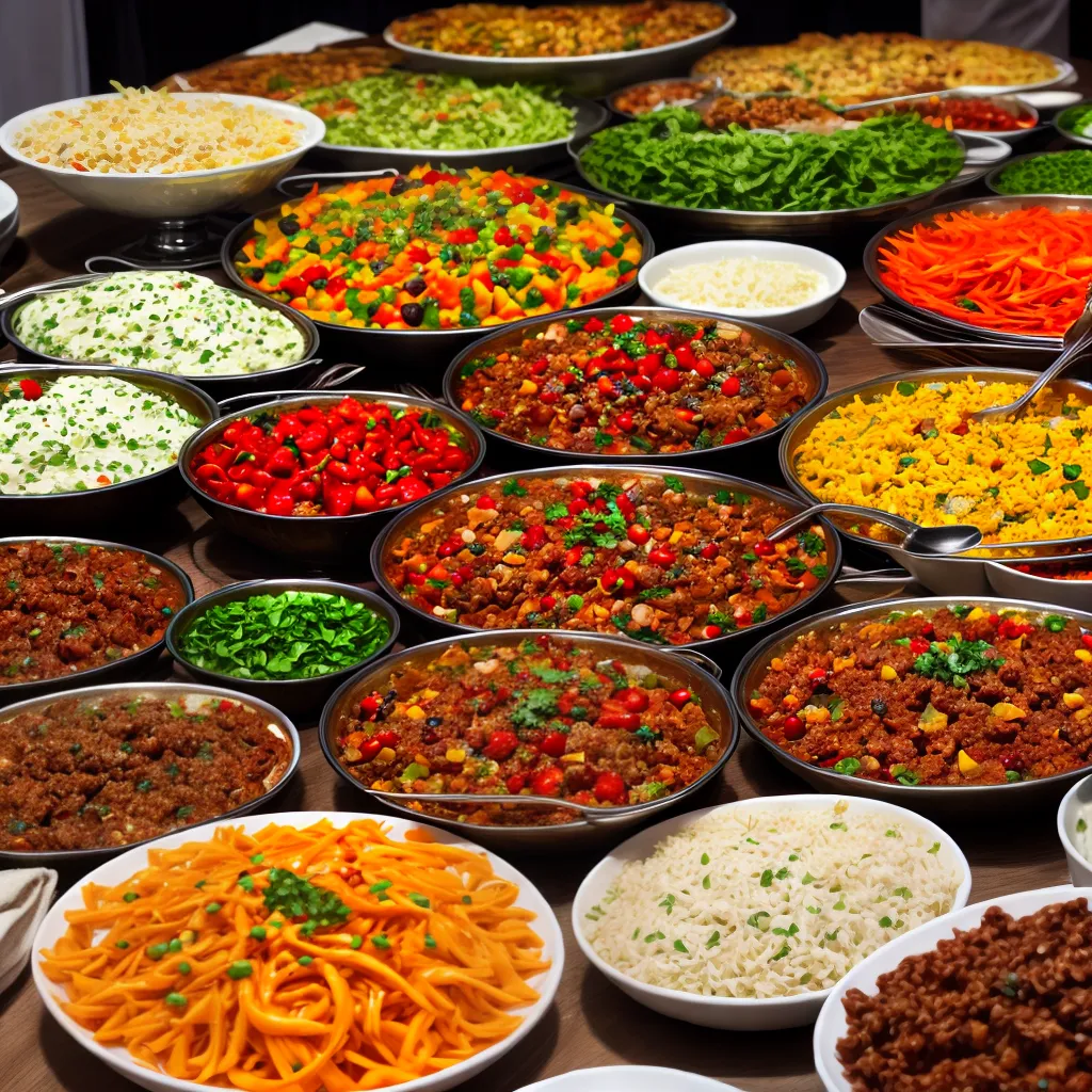 buffet festivo variedade pratos saborosos