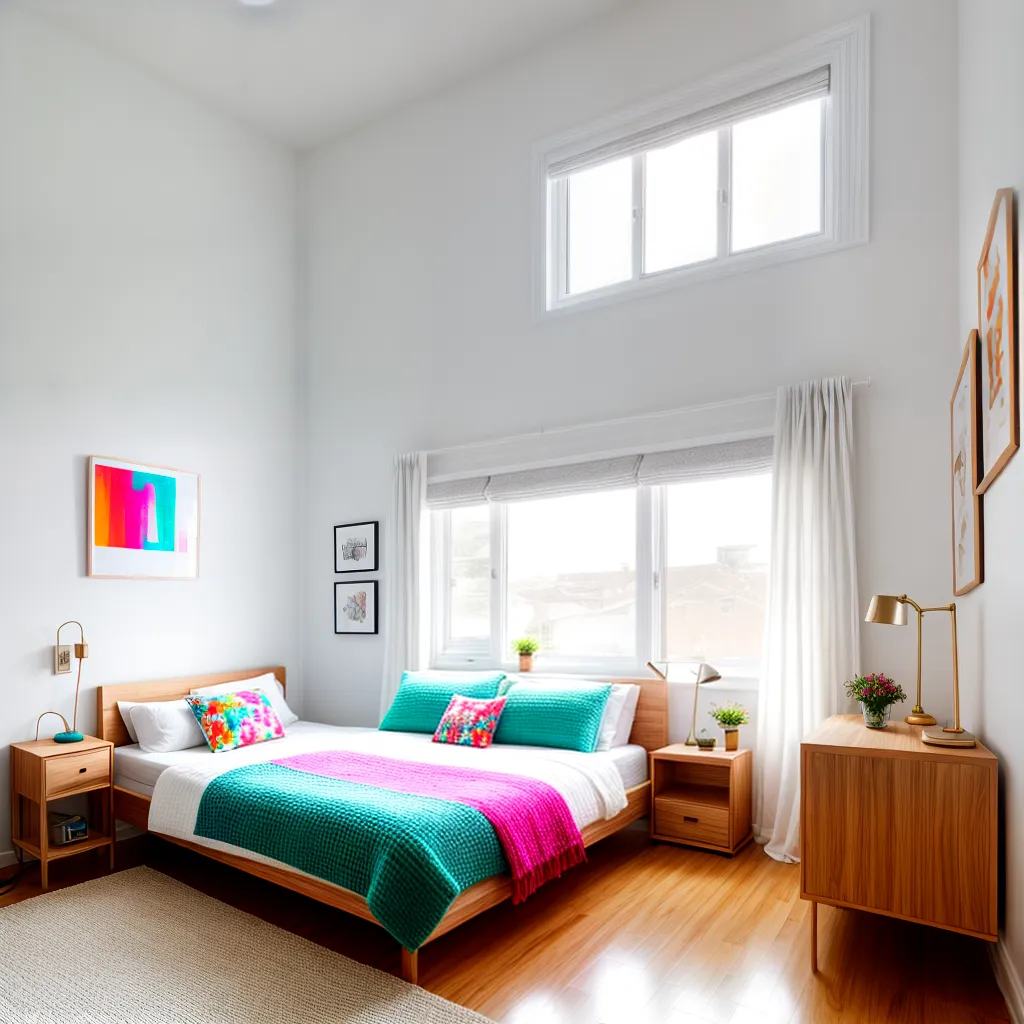 quarto acochoante parede branca paleta colorida