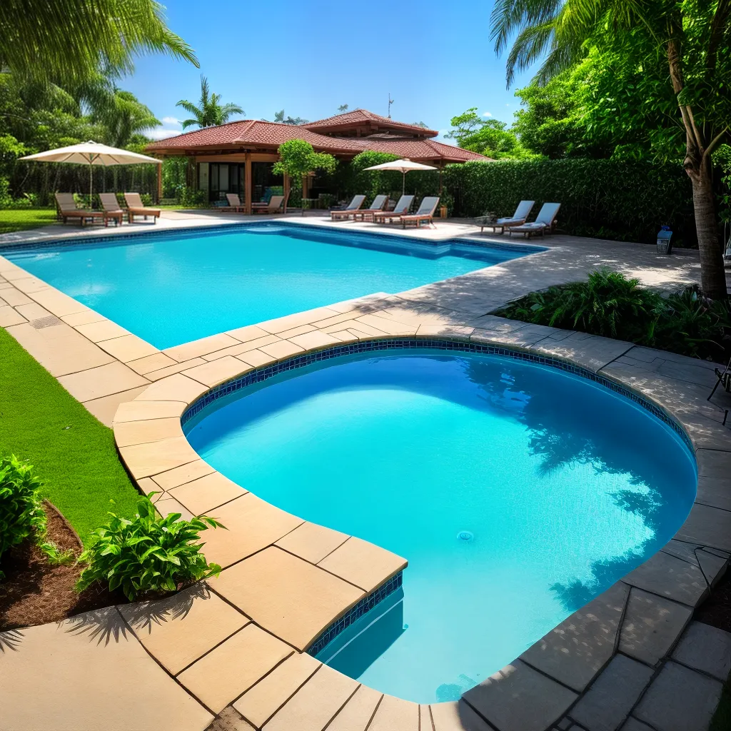 piscina verde sol casal verao
