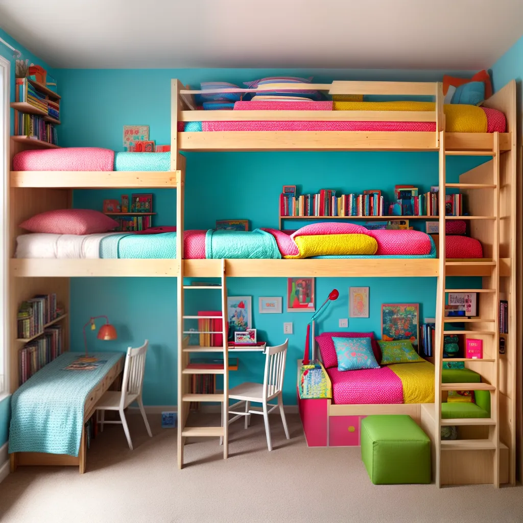 quarto infantil colorido bicama estudo
