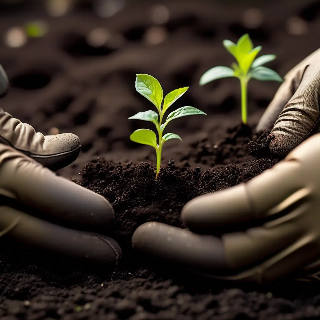 maos plantando seedling jardim organico maos plantando seedling jardim organico