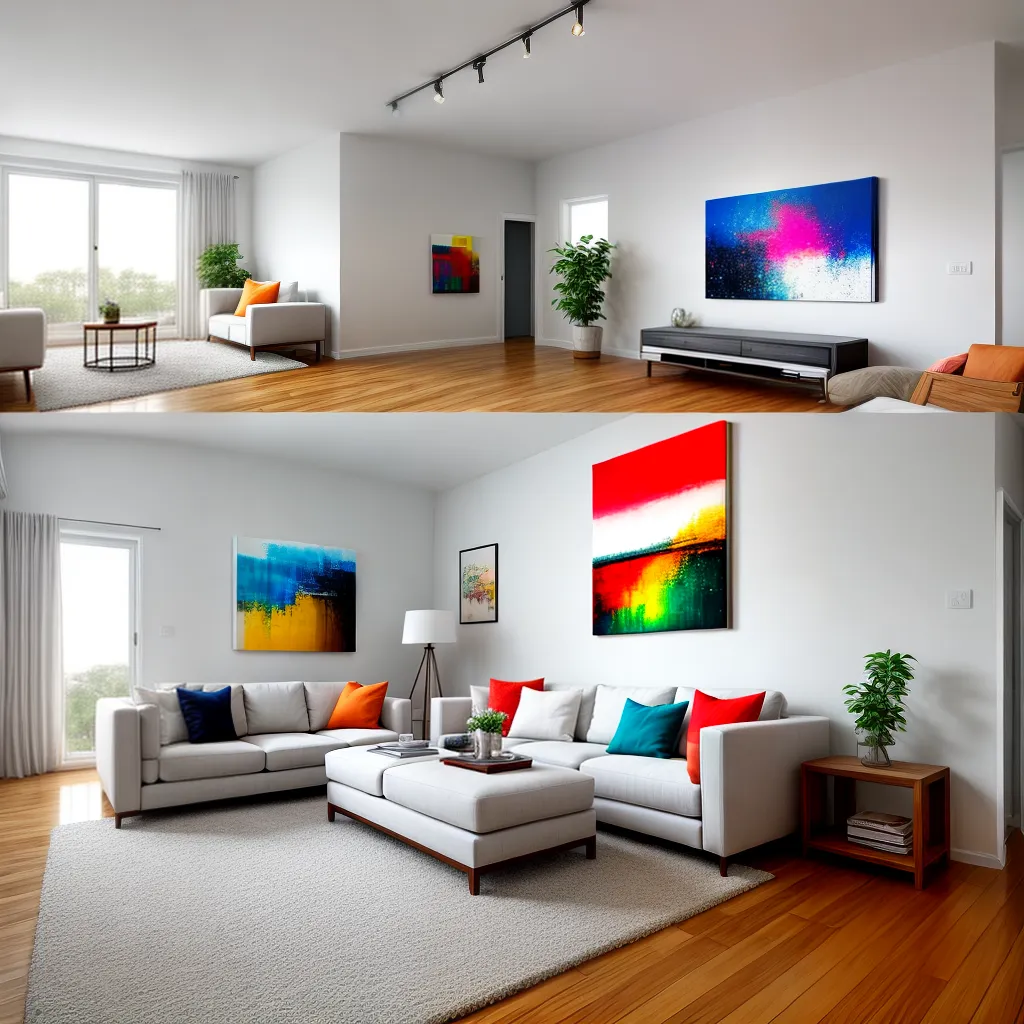 sala estar pintura abstrata decoracao