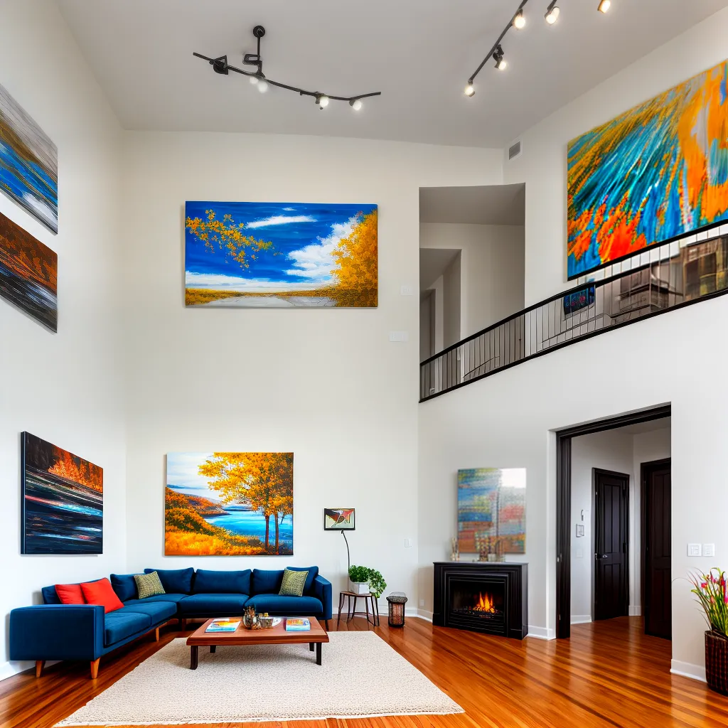 sala arte pinturas coloridas sofa