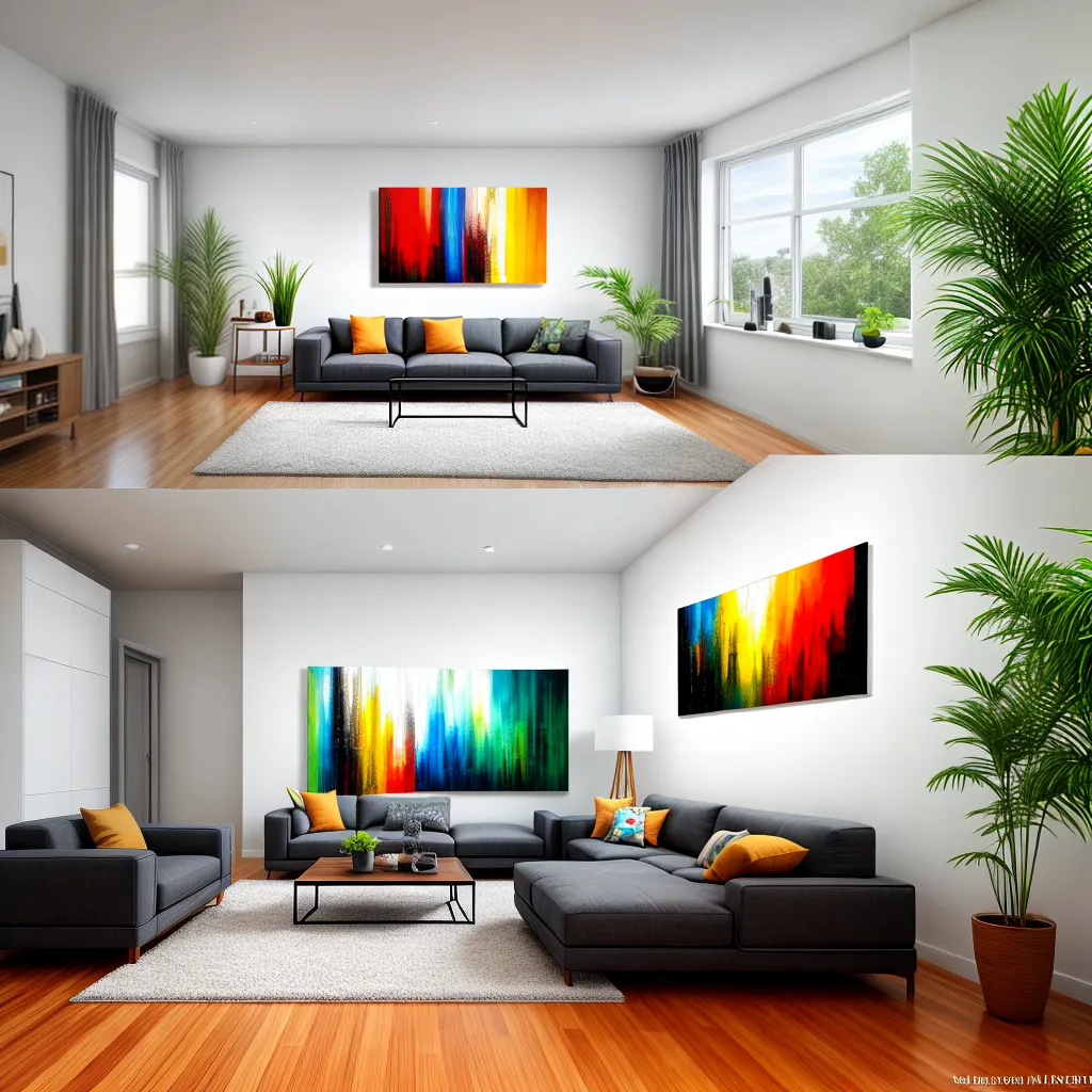 sala arte abstrata sofa moderno