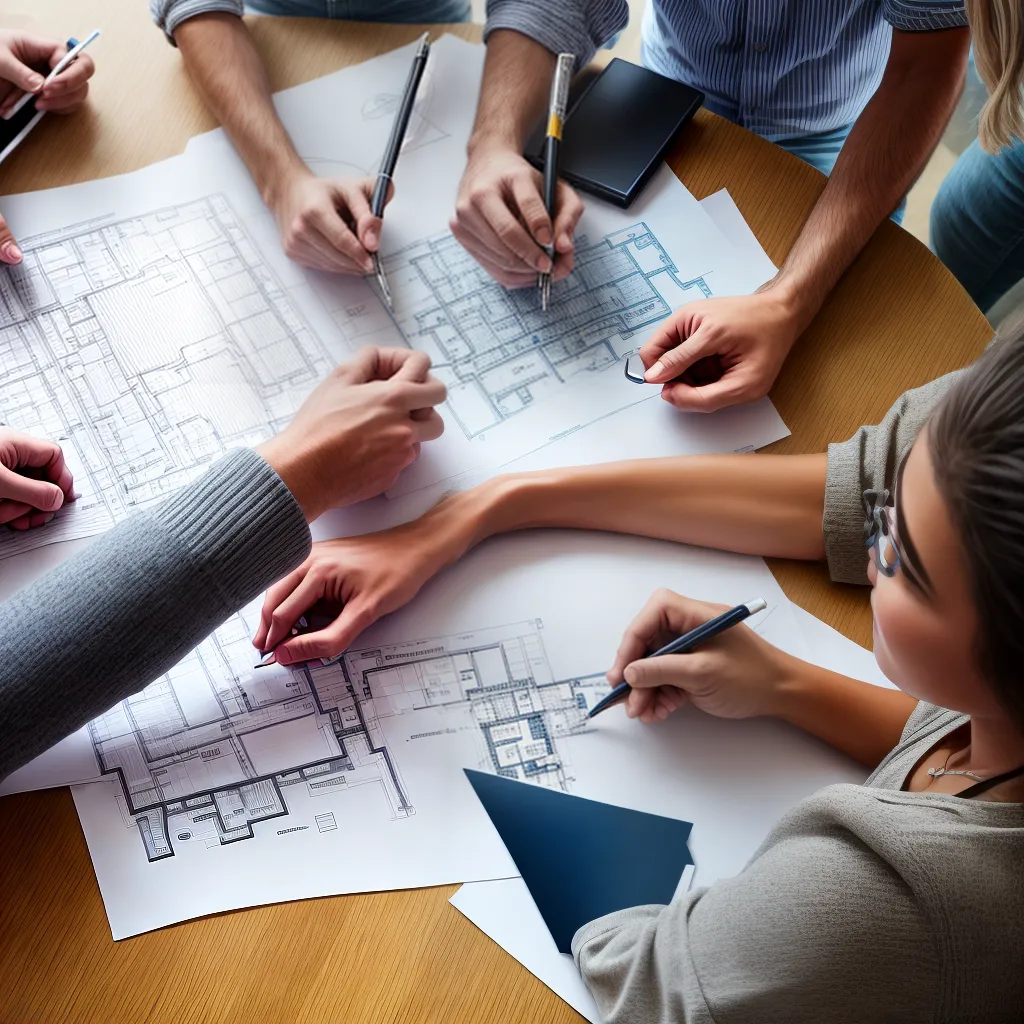 arquitetos discussao blueprints colaboracao arquitetos discussao blueprints colaboracao