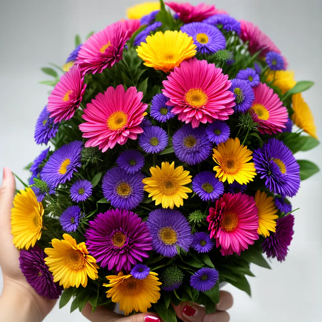 maos segurando buque flores artificiais