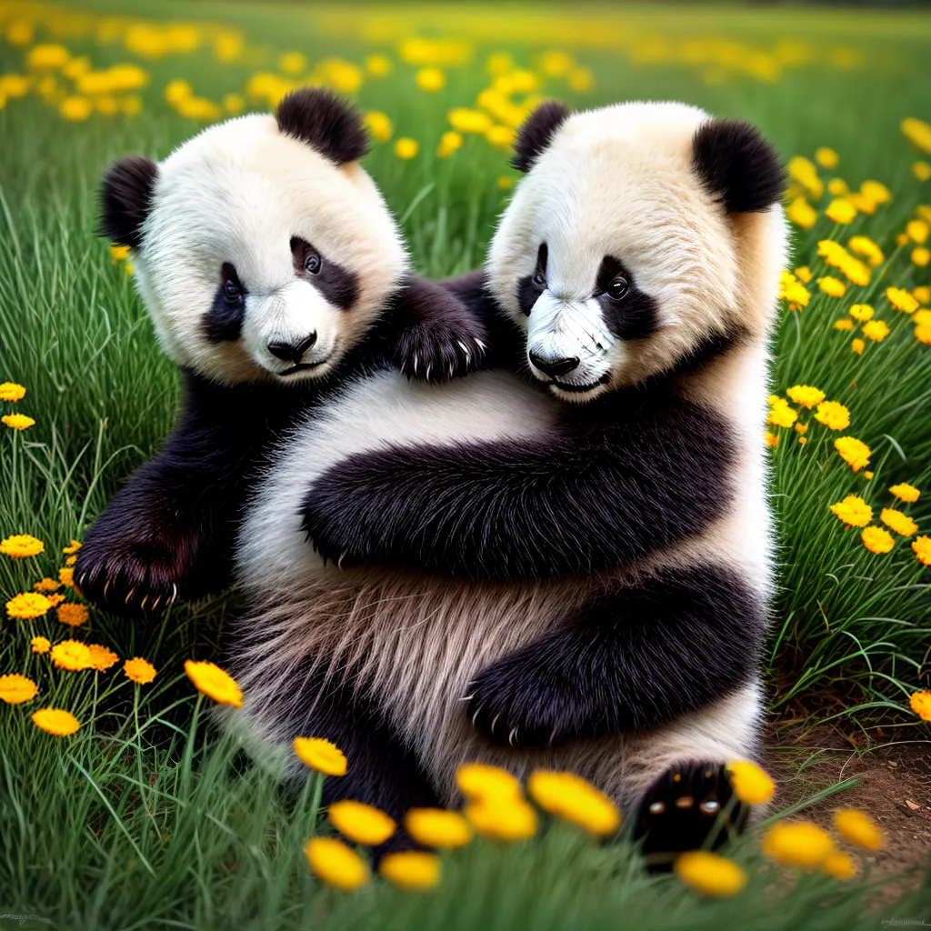 panda bebe flores coloridas