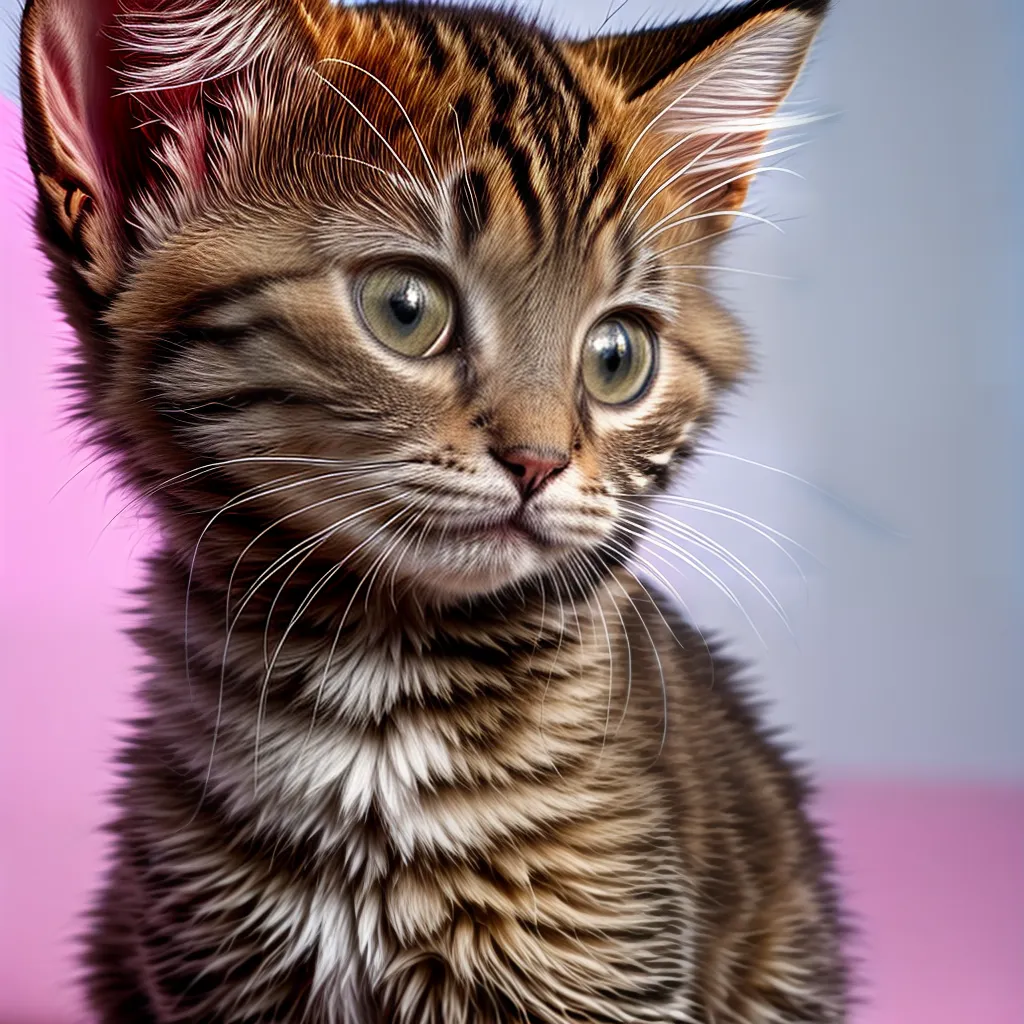 gatinho fofo olhos redondos fundo rosa