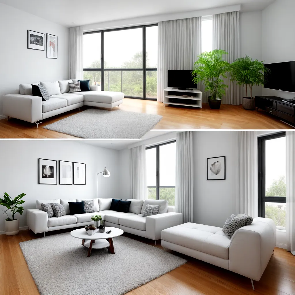 sala minimalista sofa branco pintura abstracta