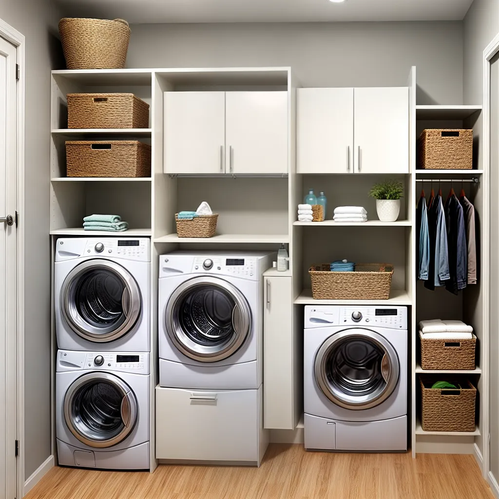 lavanderia organizada lavadora secadora compacta