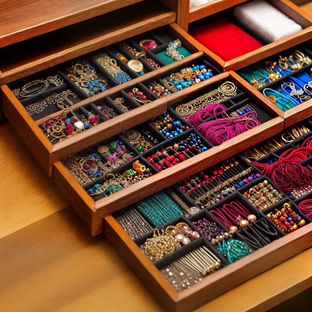 organizador joias madeira compartimentos floral