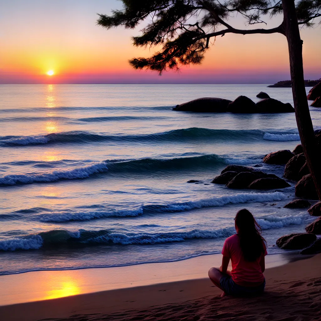 praia por do sol onda meditacao 3