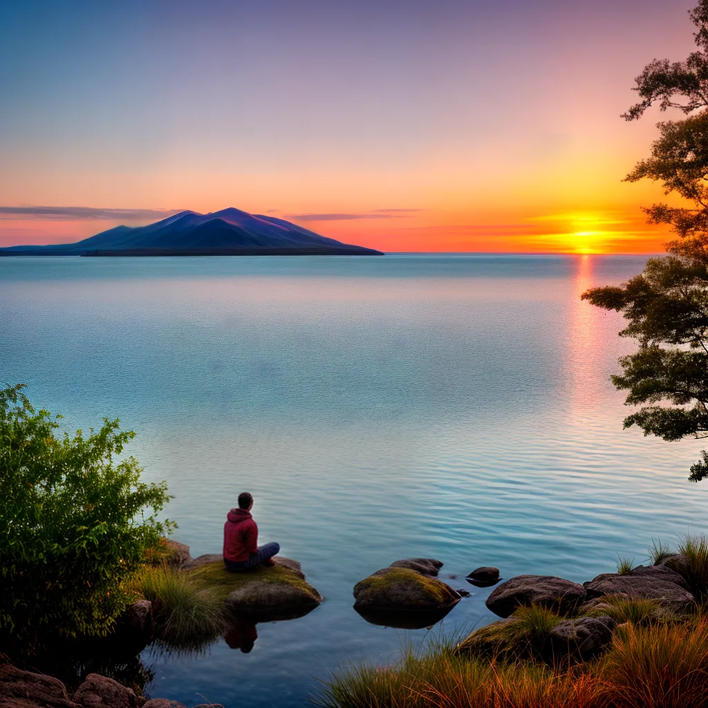 por do sol lago meditacao natureza