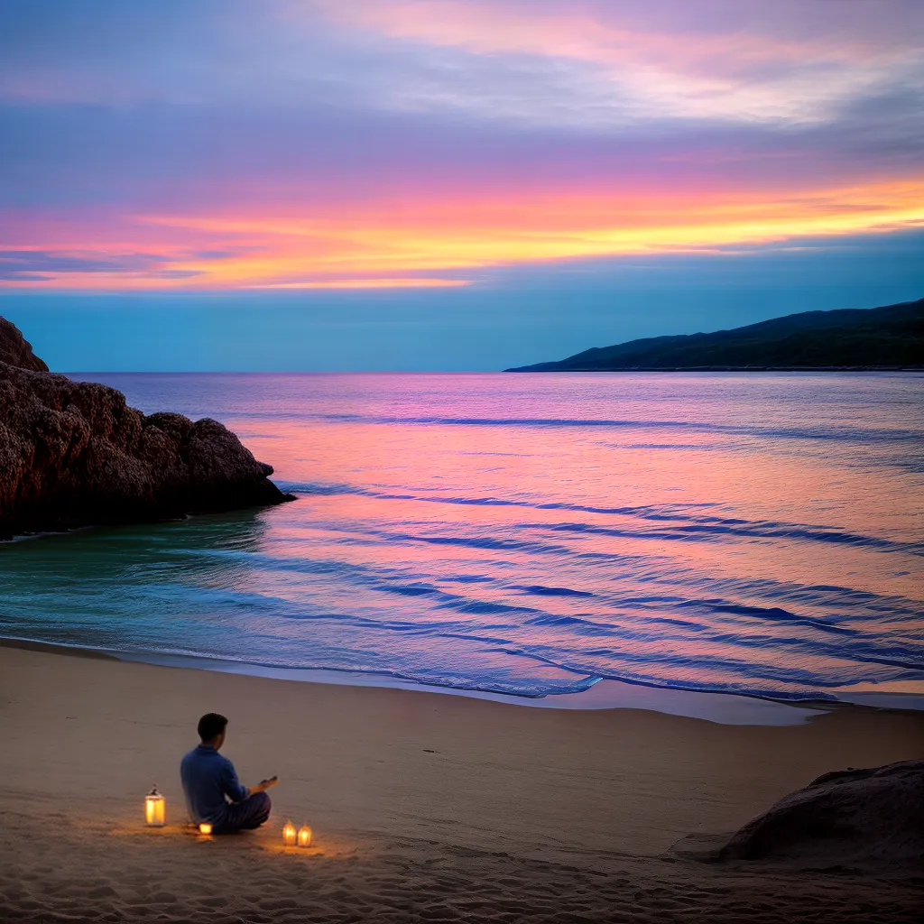 praia por do sol meditacao serenidade