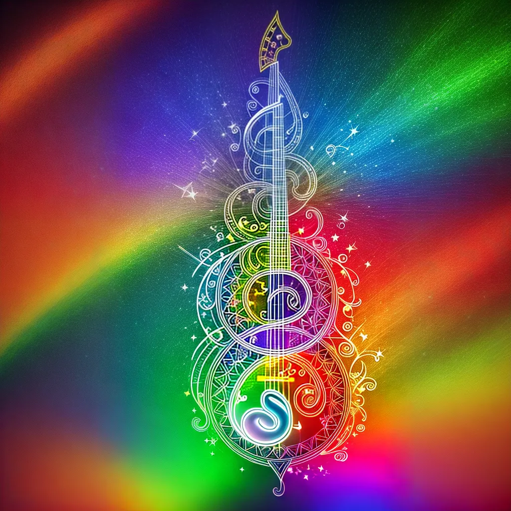 nota musical colorida luz raios gospel