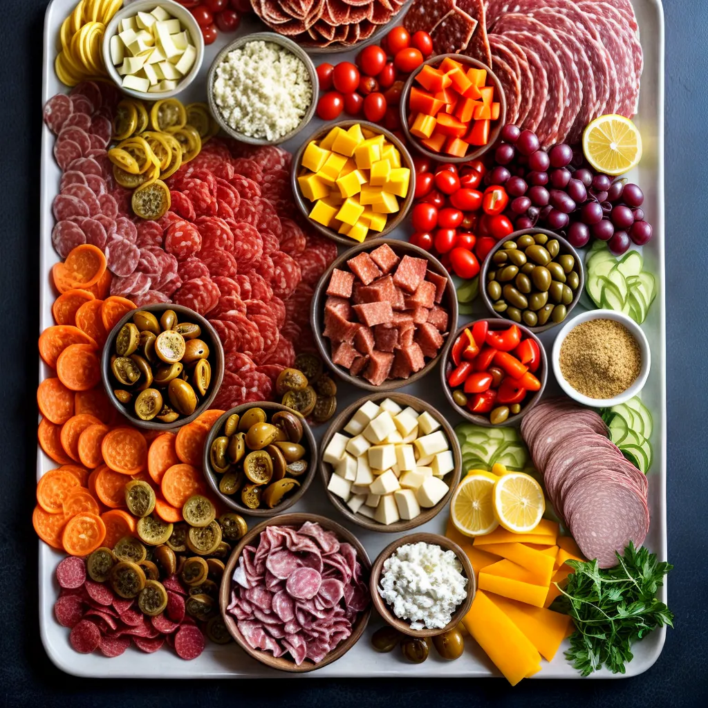 tabua antipasto colorida ingredientes