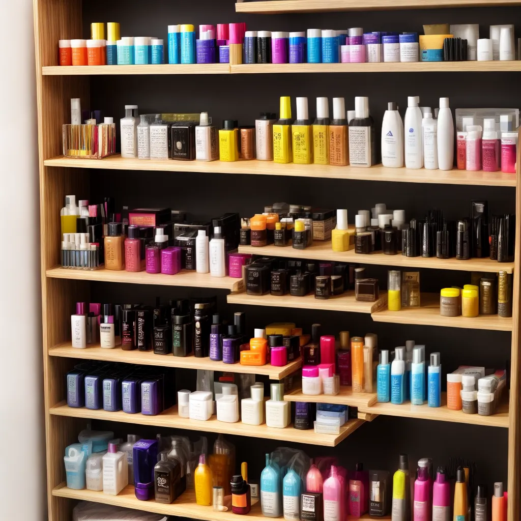 prateleira organizada produtos cuidado cabelo