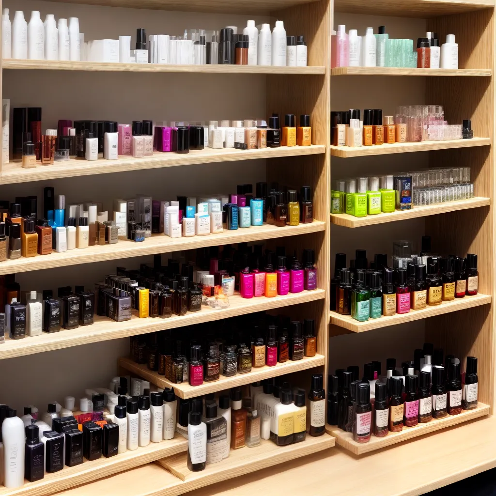prateleira organizada produtos cuidado cabelo 1