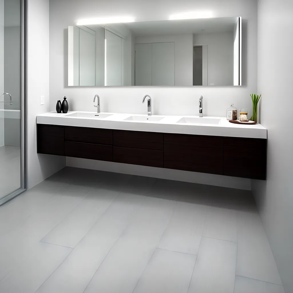 lavabo minimalista pia madeira flutuante