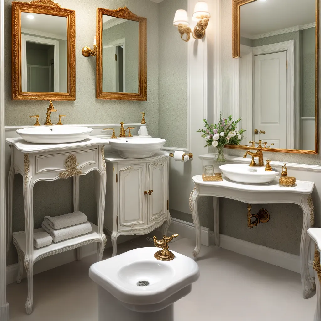pia vintage detalhes lavabo espelho