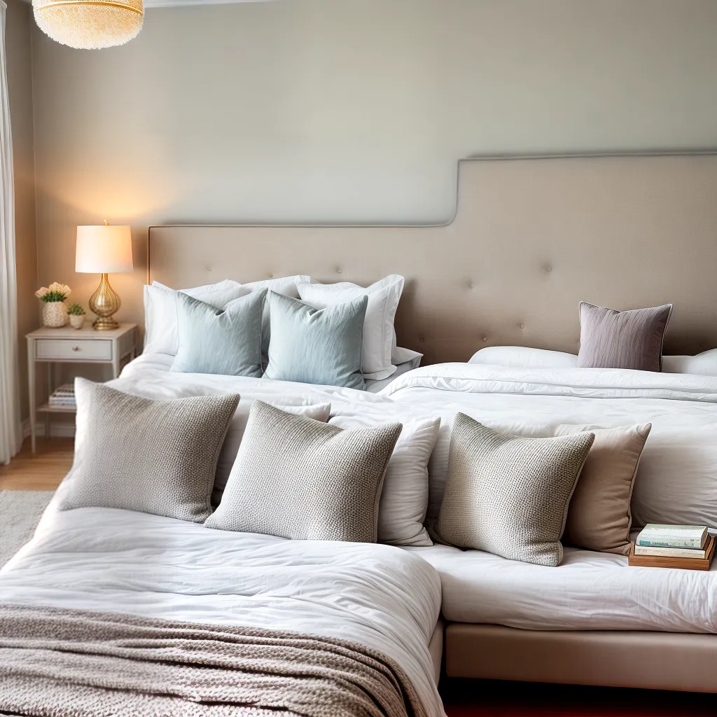 quarto romantico neutro cama confortavel