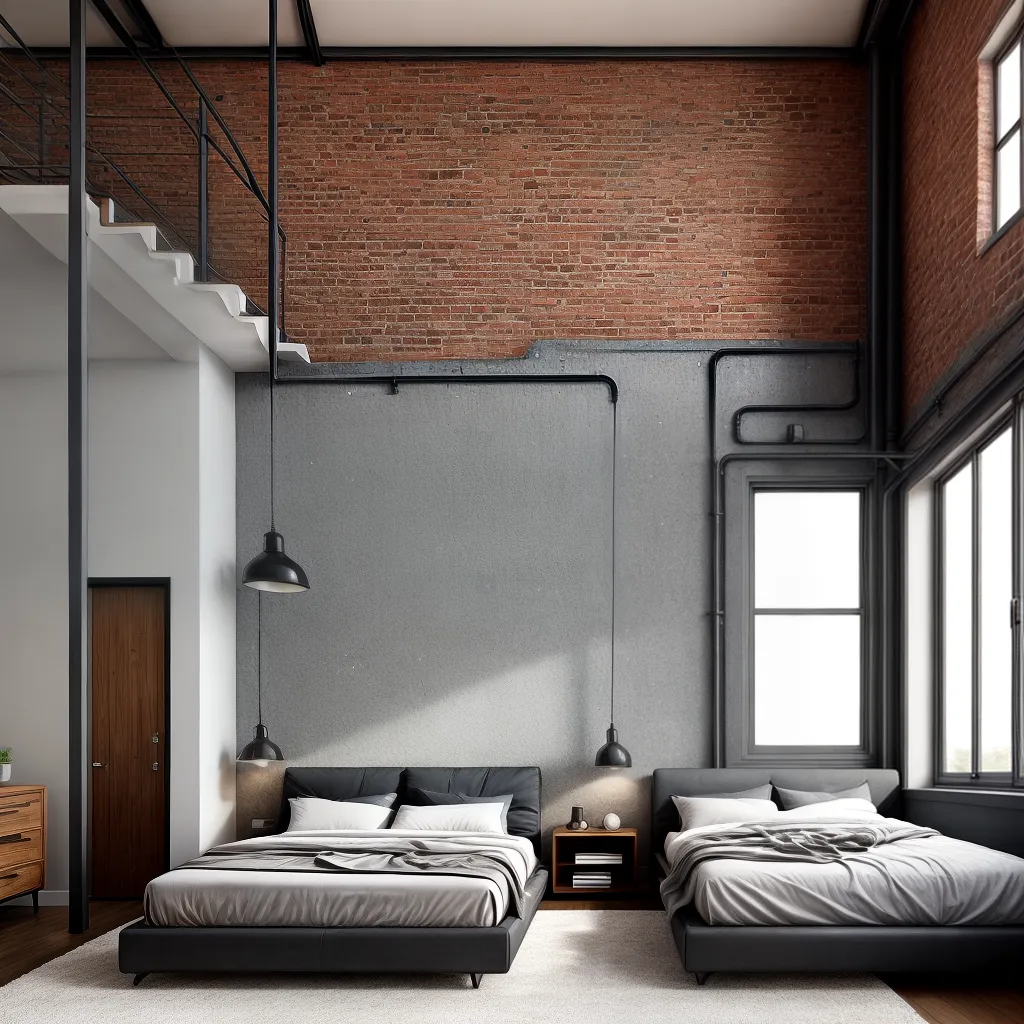 quarto aconchegante design industrial
