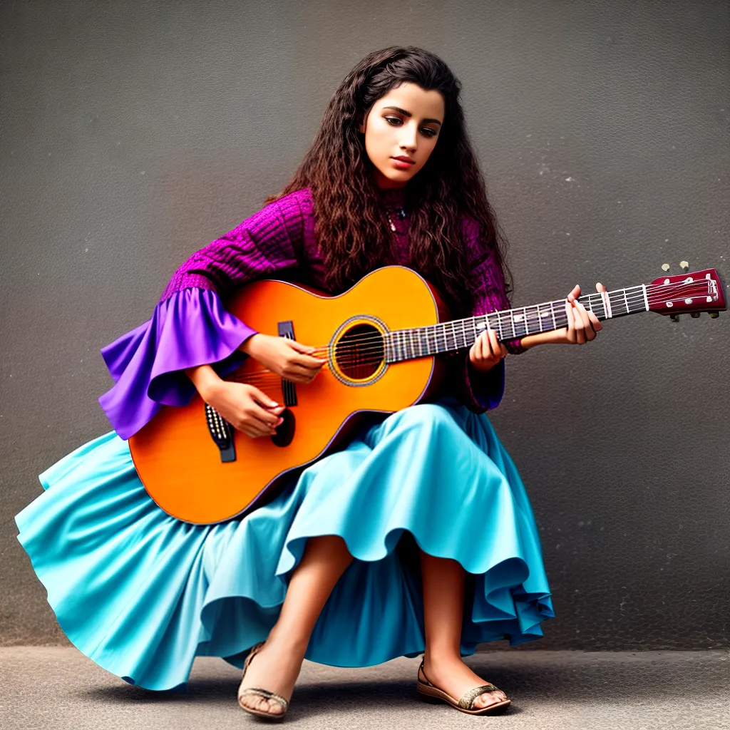 guitarra flamenco chamas vibrante