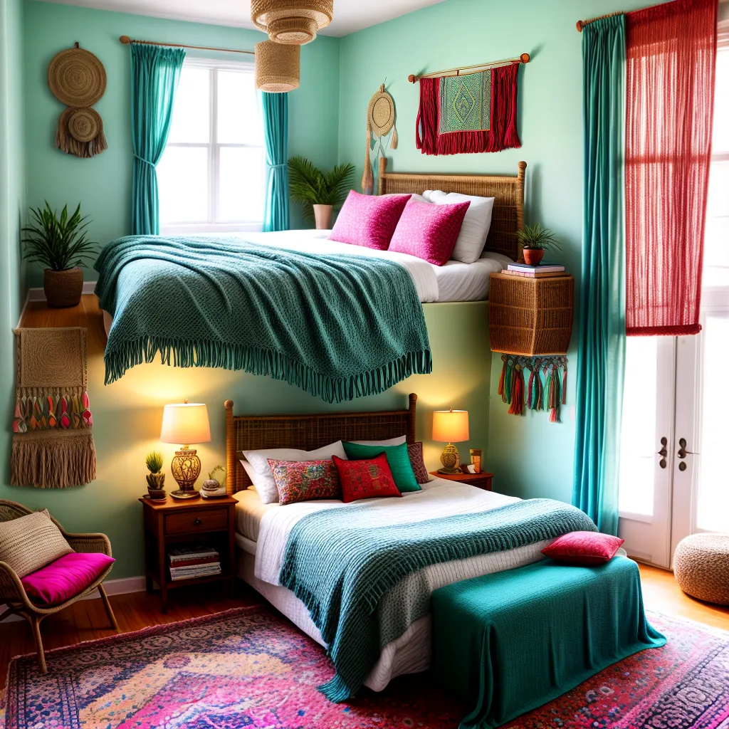 quarto boemio colorido decoracao