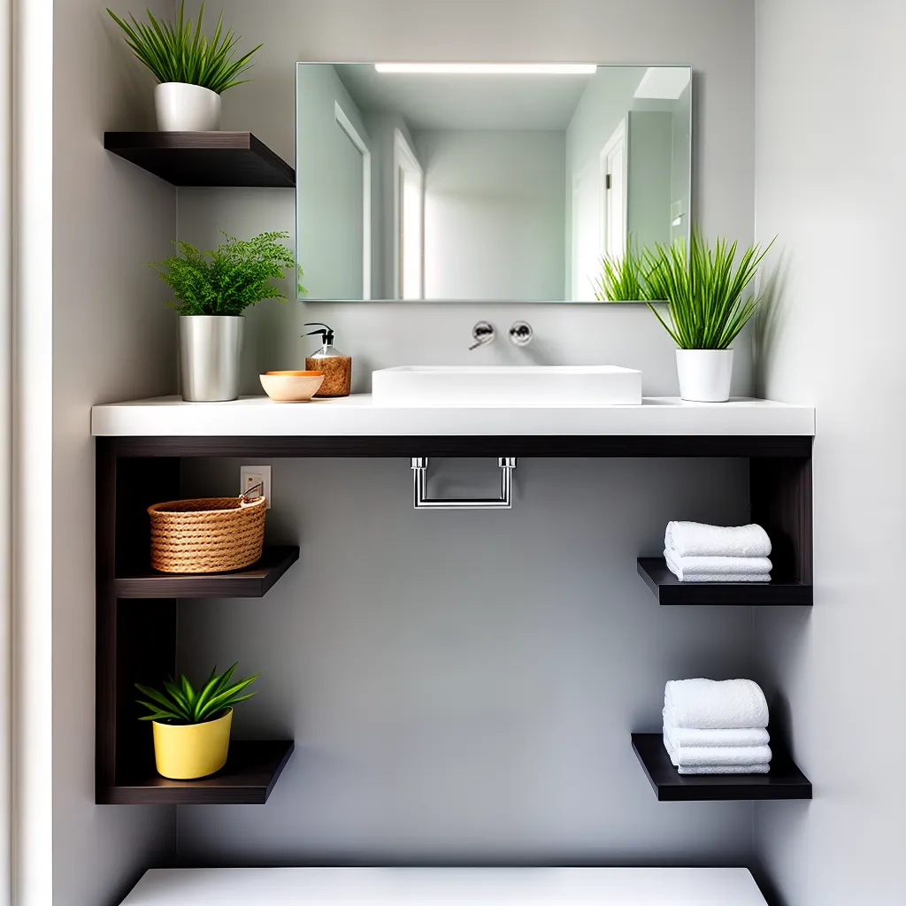 prateleira canto lavabo minimalista elegante