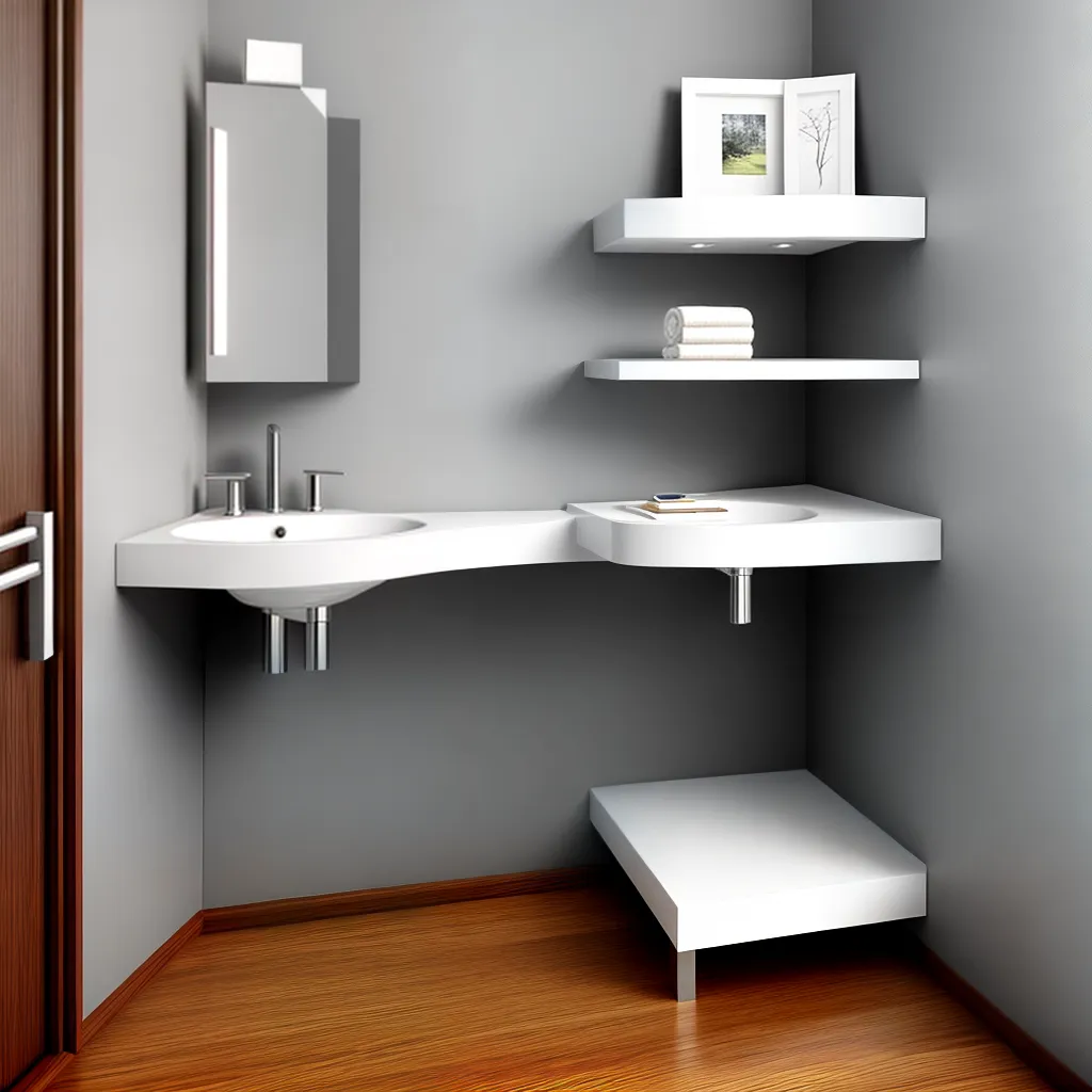prateleira canto moderna lavabo