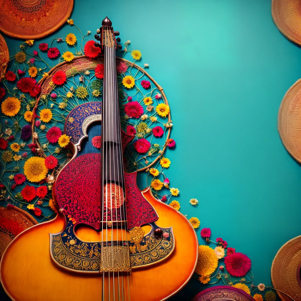 sitar indiano padrao colorido