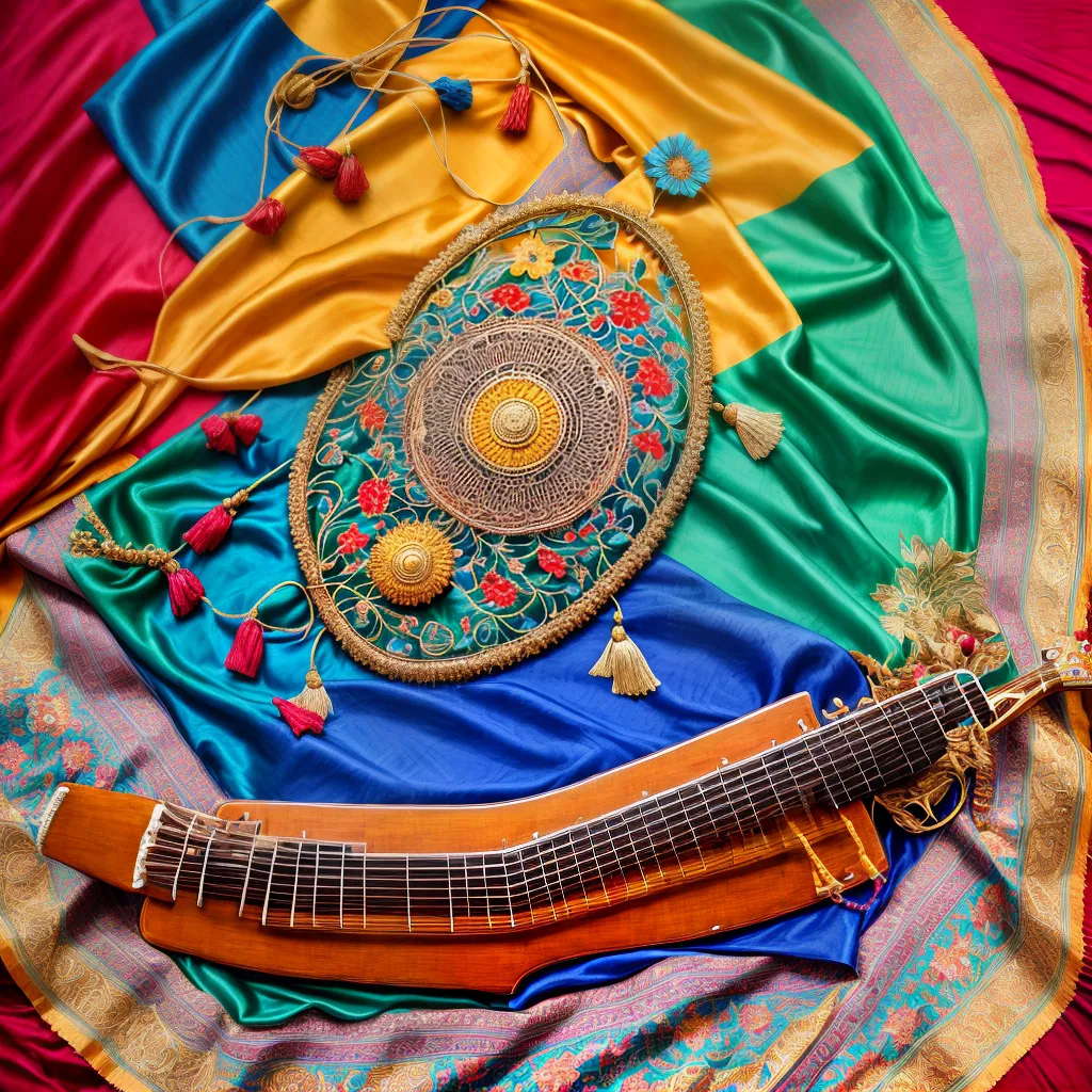 sitar tradicional cores seda musica
