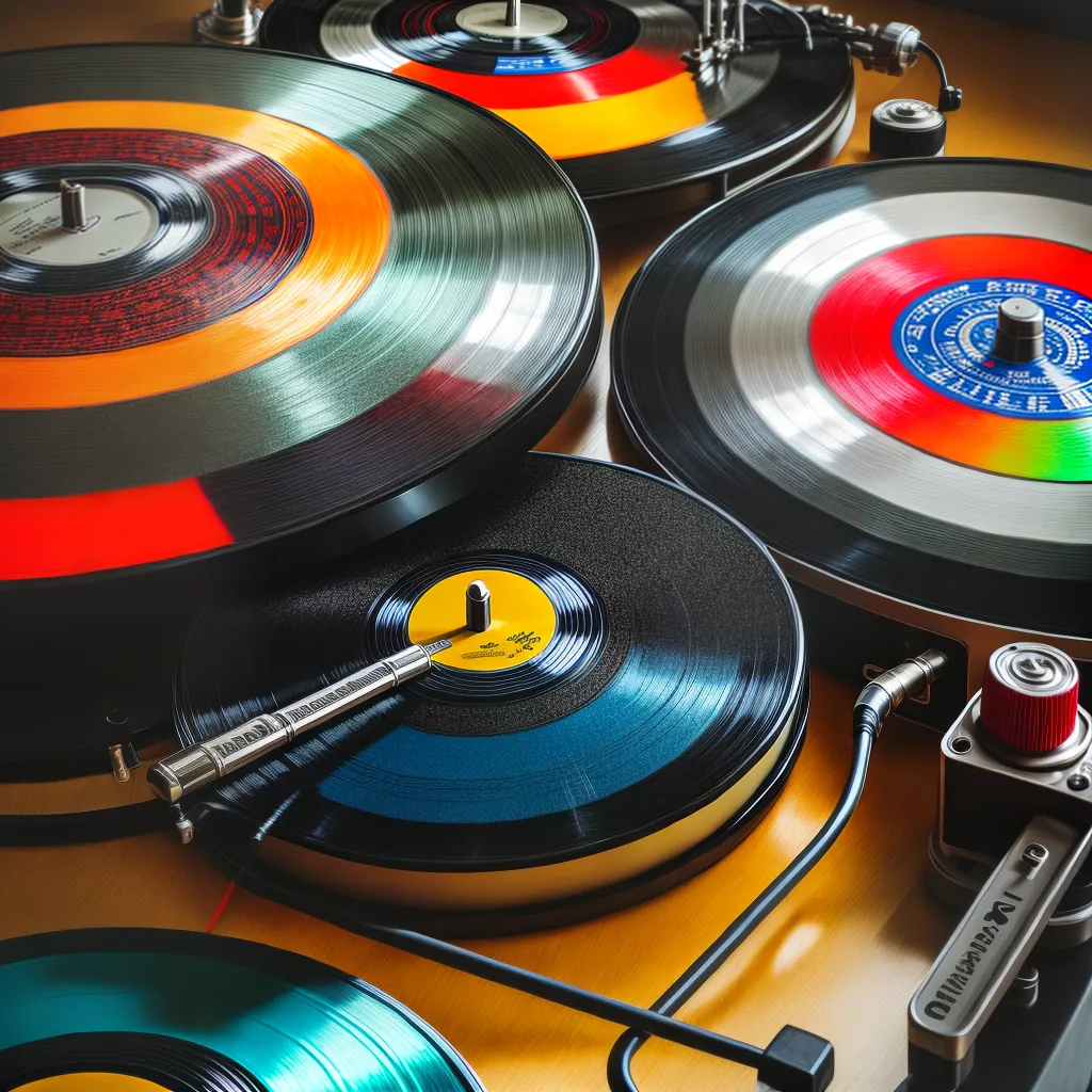 toca discos vintage capas coloridas agulha