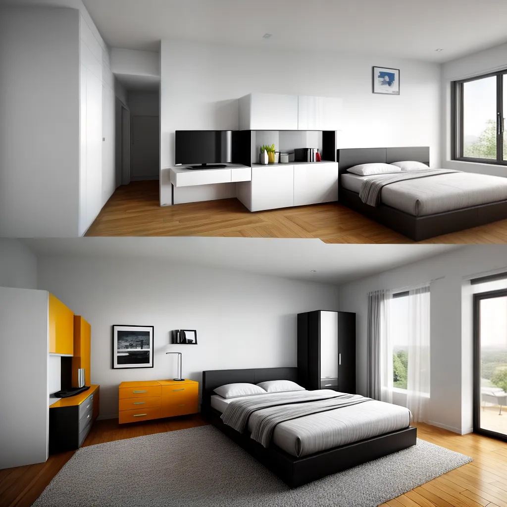quarto minimalista geometrico bauhaus