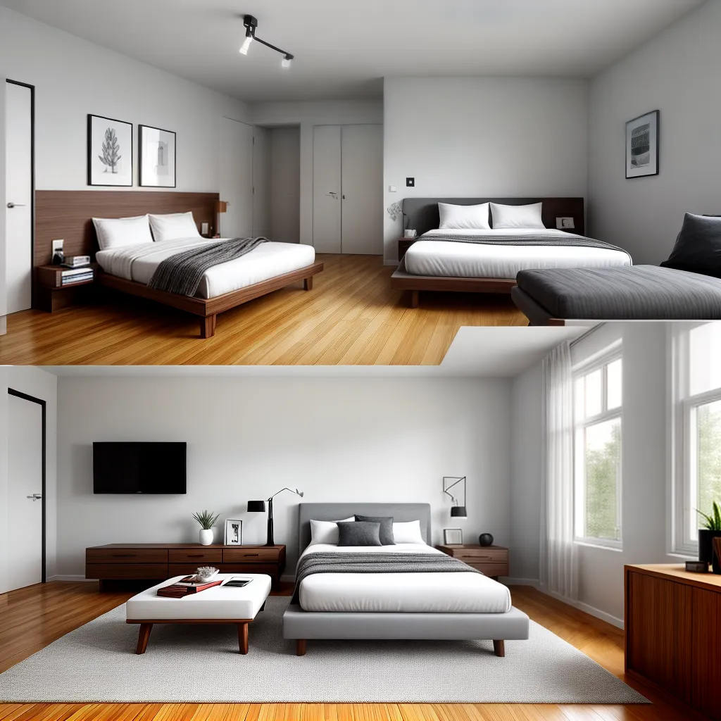 quarto minimalista linhas geometricas mono