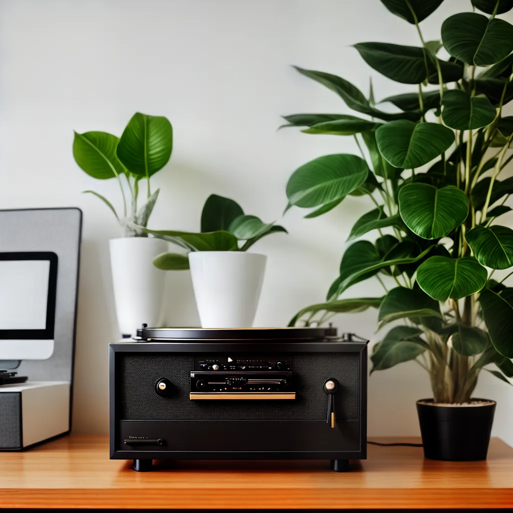 tocador vinil escritorio moderno plantas