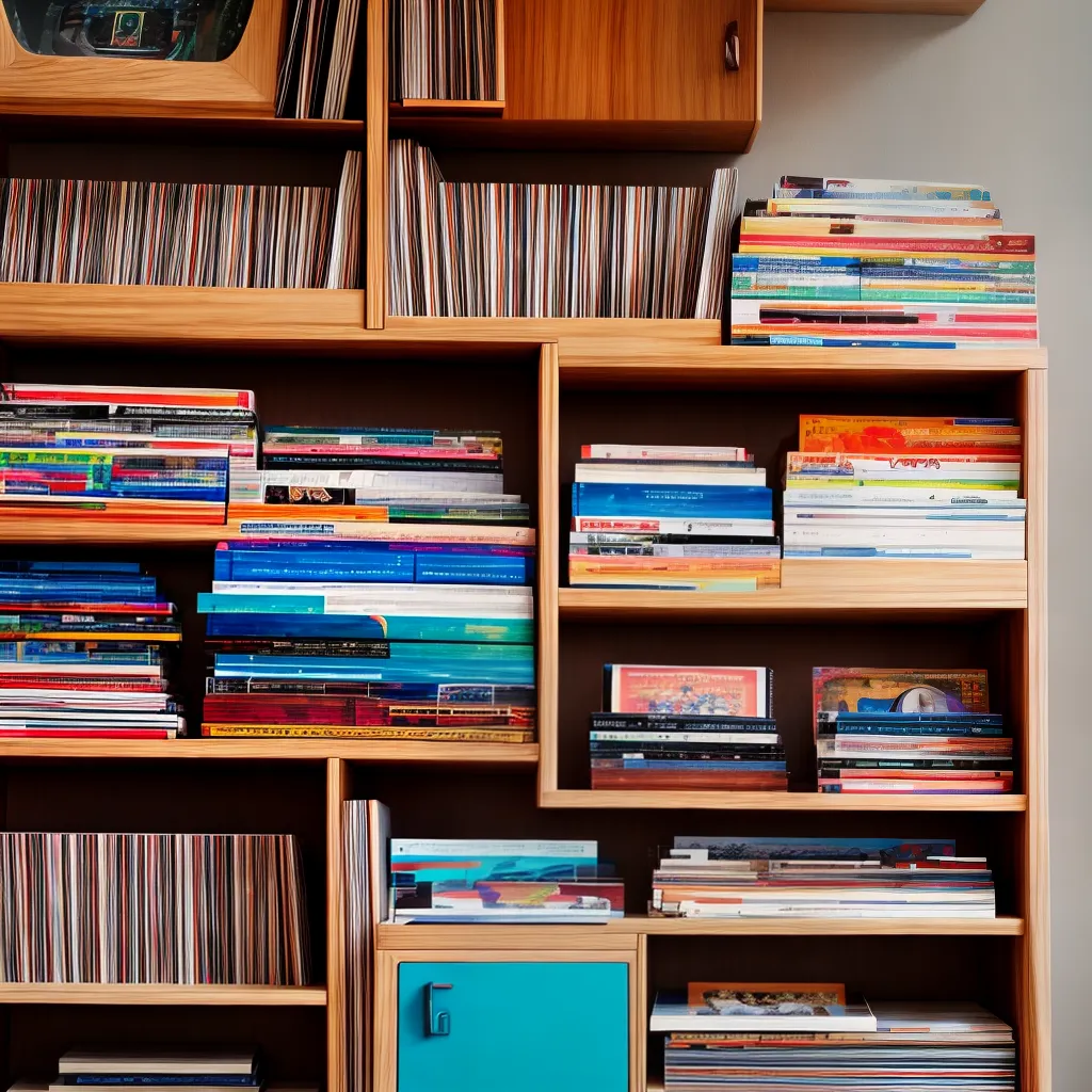 prateleira discos vinil organizados