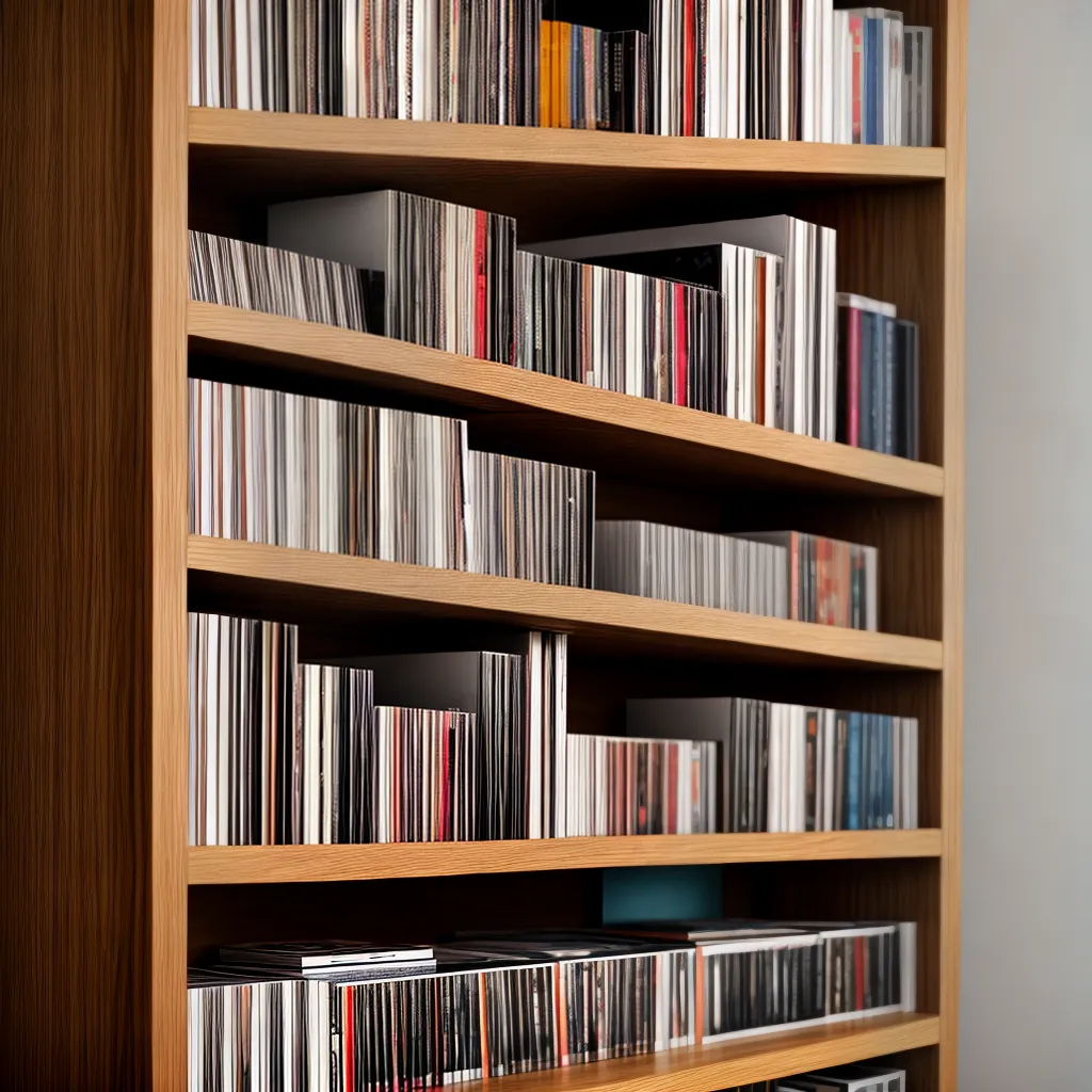 prateleira discos vinil organizada vintage