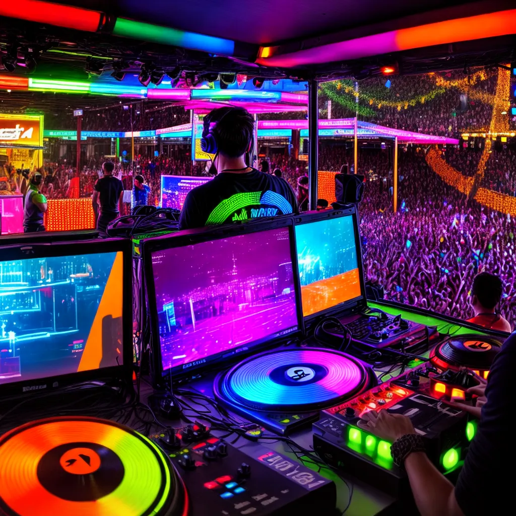 dj booth luzes coloridas multidao 1 dj booth luzes coloridas multidao 1